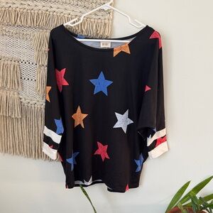 Bibi Oversized 3/4 sleeve Star & Stripe Pullover